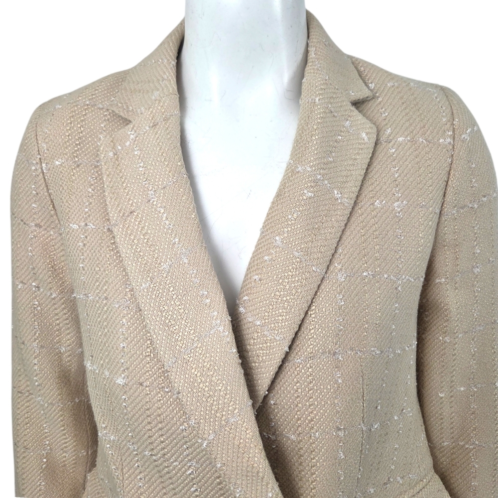 Ann Taylor Tweed Blazer Suit Jacket NEW Double Breasted Womens 4 Beige Tan - Picture 4 of 14